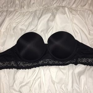 Strapless Black Partial Lace Bra
